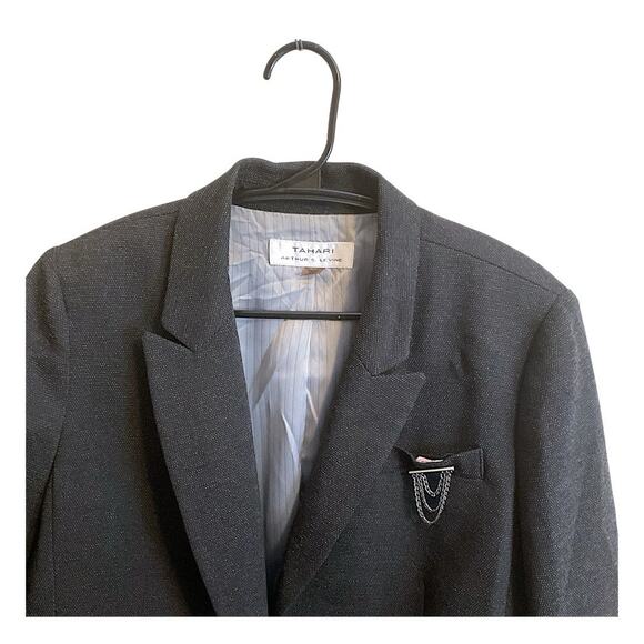 Tahari ASL Black White Spots Embellished One-Button Blazer Jacket Size 12 - Picture 5 of 14